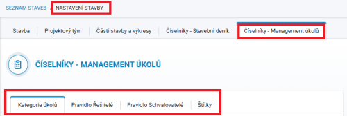 Číselník – Management úkolů