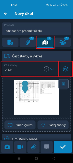 Výkres se značkami Výkres se značkami