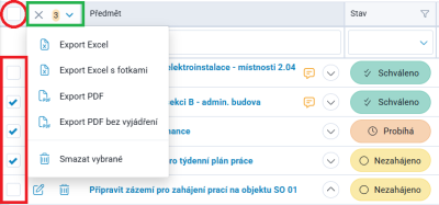 Hromadné operace úkolů